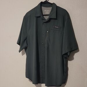 Eddie Bauer Dark Green Mesh-Lined Shirt